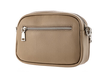 Leather elegant bag, casual urban handbag isolated on white background - 725810493