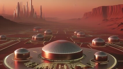 A futuristic city in the desert