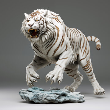 Tiger statue in white and gold 