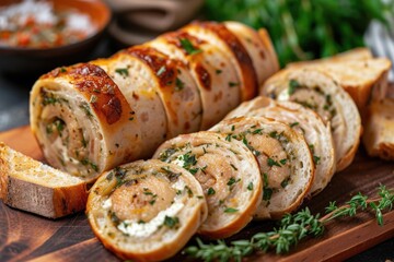 Herbed Colonnata lard rolls served with toasted bread