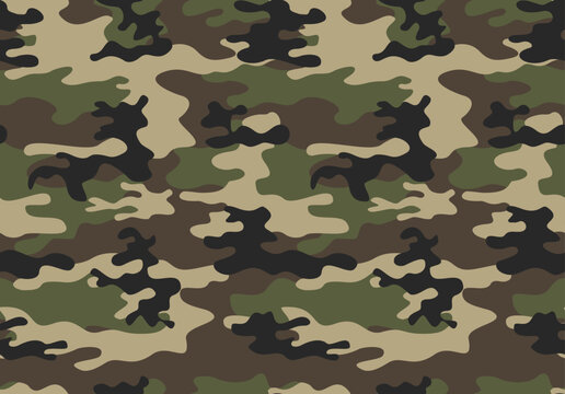 
Modern camouflage background vector seamless print, repeat texture, army classic pattern