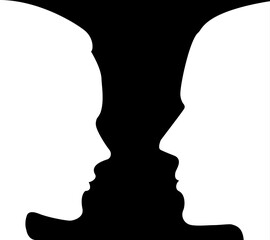 man and woman silhouette face /masculinity femininity/ illustration