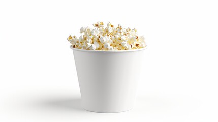 White blank popcorn bucket for placing your graphics. Packaging template mockup isolated on white background - obrazy, fototapety, plakaty