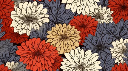 Fototapeten flowers, doodle, seamless pattern, isolated on black background © Passtudio