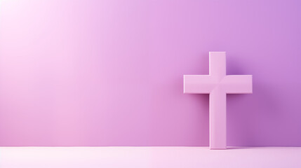 Fioletowe tło z krzyżem - Wielki Post w kościele katolickim. Symbol Zbawienia - Jezusa Chrystusa. 