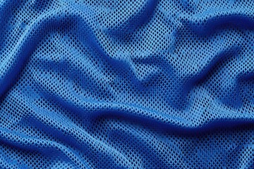 Sports fabric football shirt with blue color stitches and texture