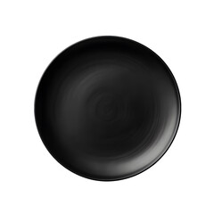 Photo of black empty plate from above. Suitable for creating a composition demonstrating a restaurant dish. Without background