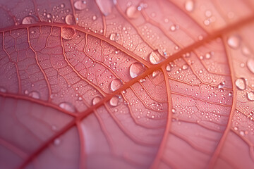 Obraz premium Close up macro photography of a pink leaf. Very detailed macro photography