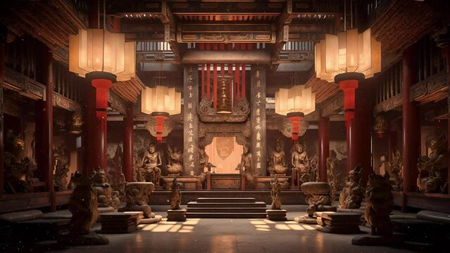 Animated Vtuber Streamer Background of a Chinese Temple