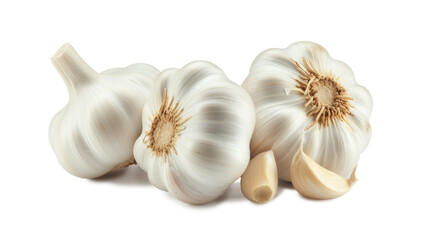 Obraz na płótnie Canvas Garlic bulb and clove isolated on transparent. Garlic bulb composition