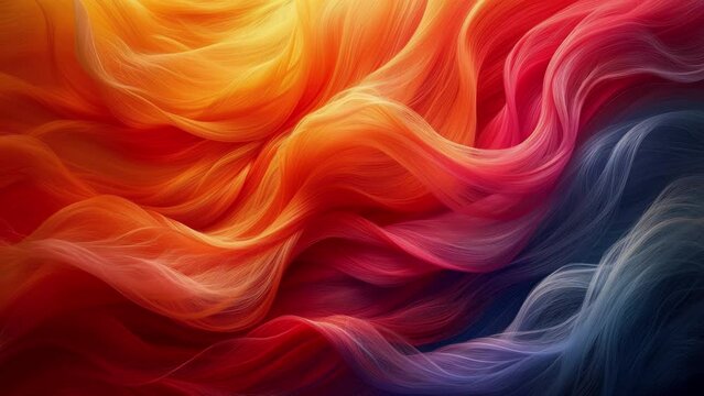 Vivid colorful animated backdrop. Bright, textured waves in relaxed seamless motion. Beautiful saturated gradient. Abstract 3D lopped wallpaper. 