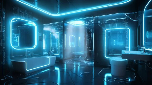 Animated Vtuber Twitch Streamer Background of a Cyberpunk Bathroom