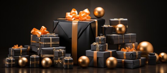 Black gift box with golden