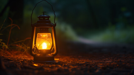 Lantern in the night on the street