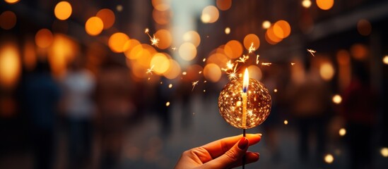 A sparkler being held at a party,