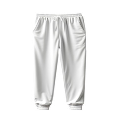 Photo of clean white jogger pants without background. Ready for mockup