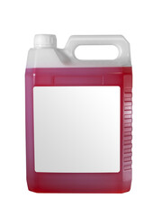 plastic canister with an empty label, highlighted on a white background. Layout of the label, brand and packaging design