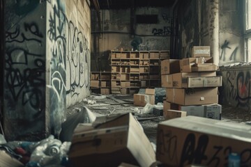 A room filled with an abundance of boxes. Versatile image suitable for various contexts