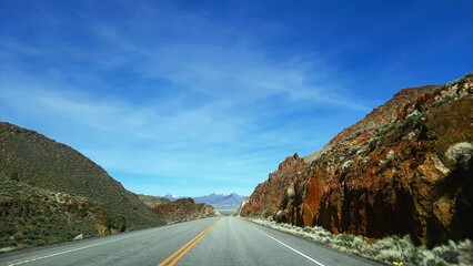 Long road through the desert mountains
