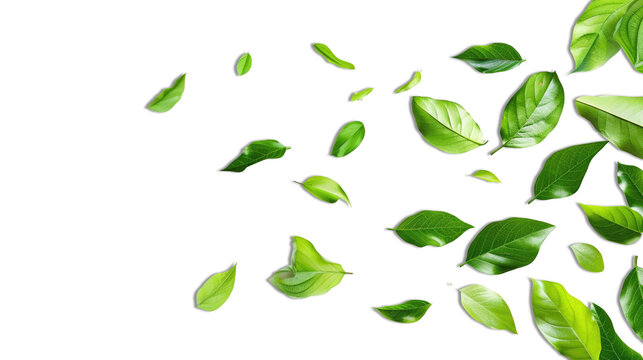 Green Floating Leaves Flying Leaves Green Leaf Dancing, Air Purifier Atmosphere on transparent