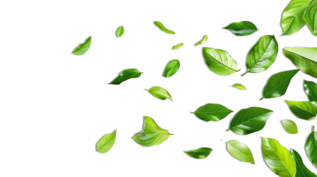 Green Floating Leaves Flying Leaves Green Leaf Dancing, Air Purifier Atmosphere on transparent