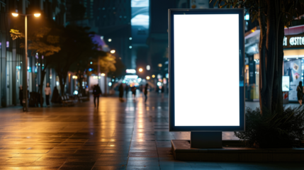 Billboard advertising mockup, street and night background