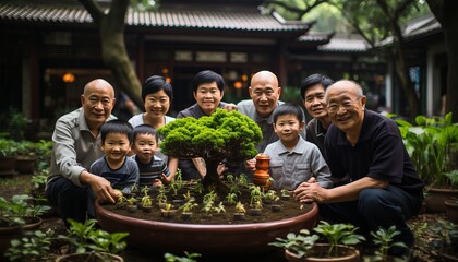 Multigenerational family photo  grandfather to baby, a joyful bond spanning four generations