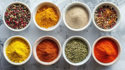 Variety of Spices in Bowls