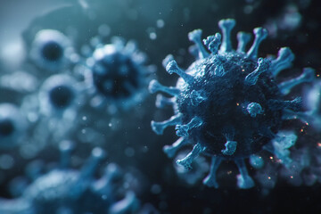 covid sars virus, viruses with spikes, infectious viral agent, parasite under the microscope, medicine, medical concept of a corona infection, pandemic