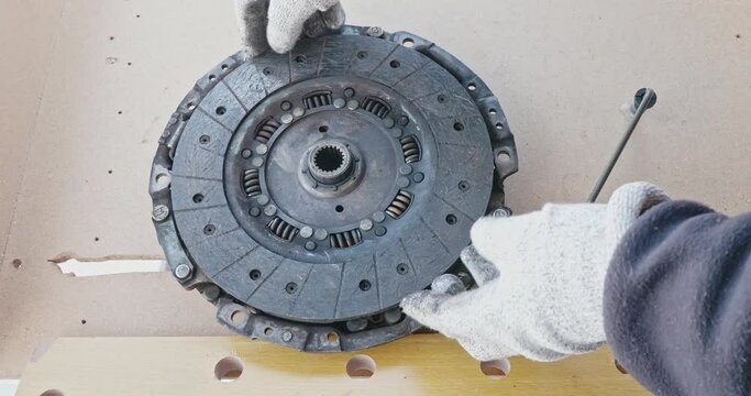 Clutch disc and clutch basket just disassembled from a car because no longer