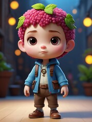 Photo Of A 3D Cartoon Loganberry Character Isolated On A White Background