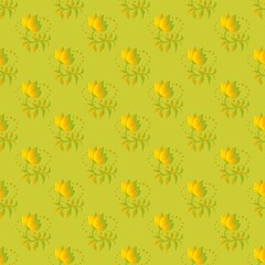 yellow-green floral pattern. seamless decorative ornament. colorful cover. wallpaper.