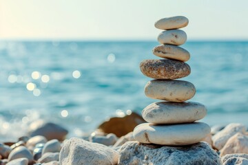 Harmony and balance balancing rocks by the sea a zen practice of scales