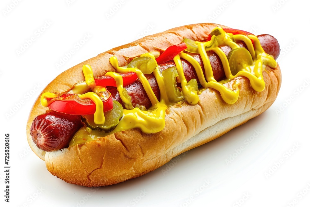 Sticker Hot dog with white background clear path full focus