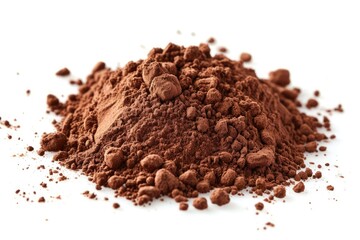Isolated cocoa powder on white background