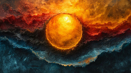 Obraz na płótnie Canvas Fiery Textured Artwork Sunset Backdrop