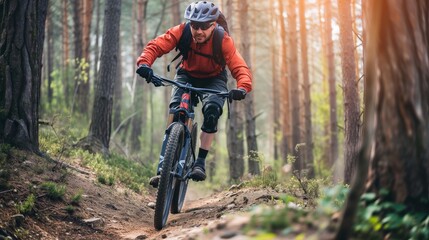 Mountain biking in the forest