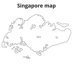 Singapore dotted line map vector, icon, symbol. Singapore Island silhouette icon. Map use for symbol, logo, web icon,  sign, sticker, or any design. Vector illustration. - obrazy, fototapety, plakaty