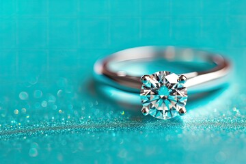 Tiffany Blue Background with a Large Diamond Ring