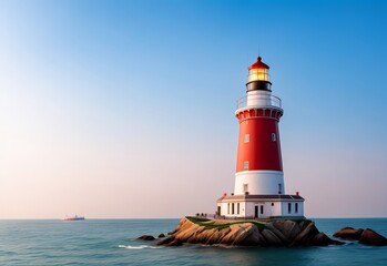 The beautiful lighthouse on the sea of Qingdao
