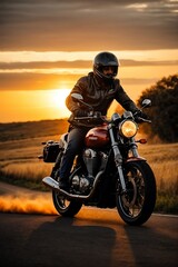 Fototapeta na wymiar A motocross rider on the sunset