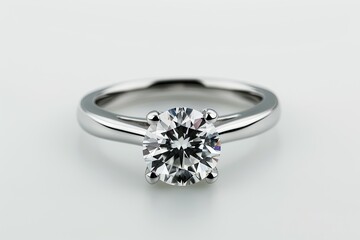 White background solitaire diamond ring