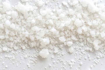 White salt body scrub texture on white background