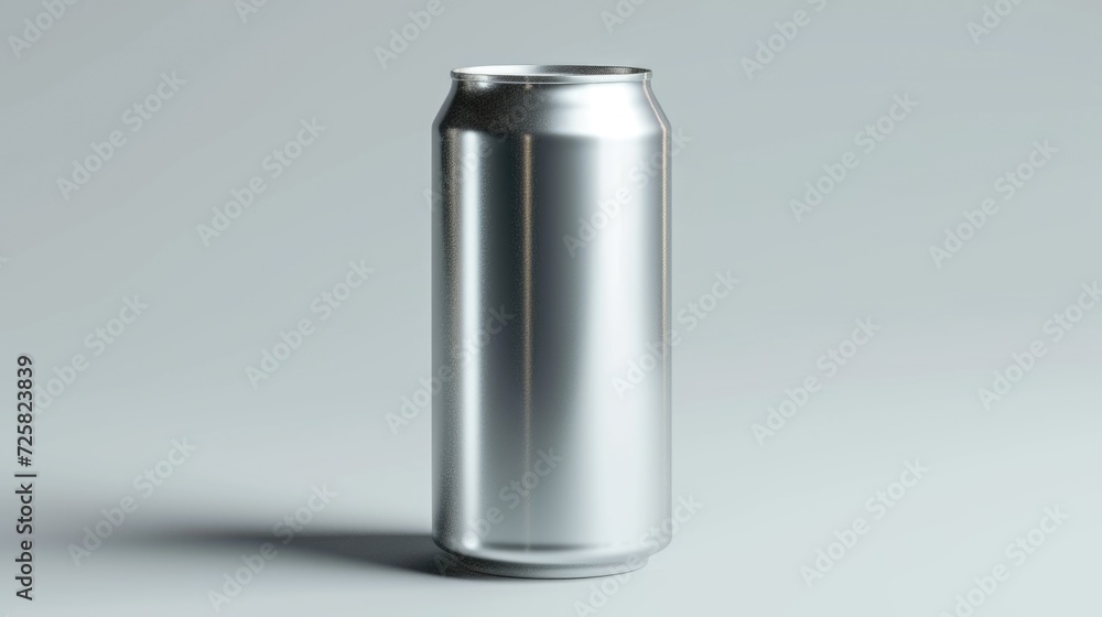 Aufkleber A can of soda sitting on a gray surface. Can be used for advertisements or as a stock image for beverages