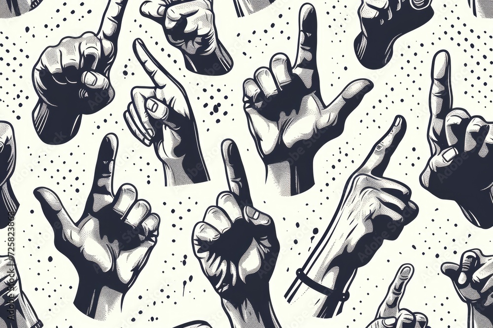 Poster a compilation of hands in different positions. ideal for illustrating diversity, gestures, and commu