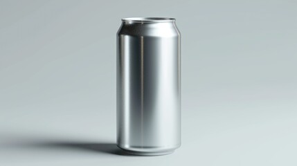 A can of soda sitting on a gray surface. Can be used for advertisements or as a stock image for beverages