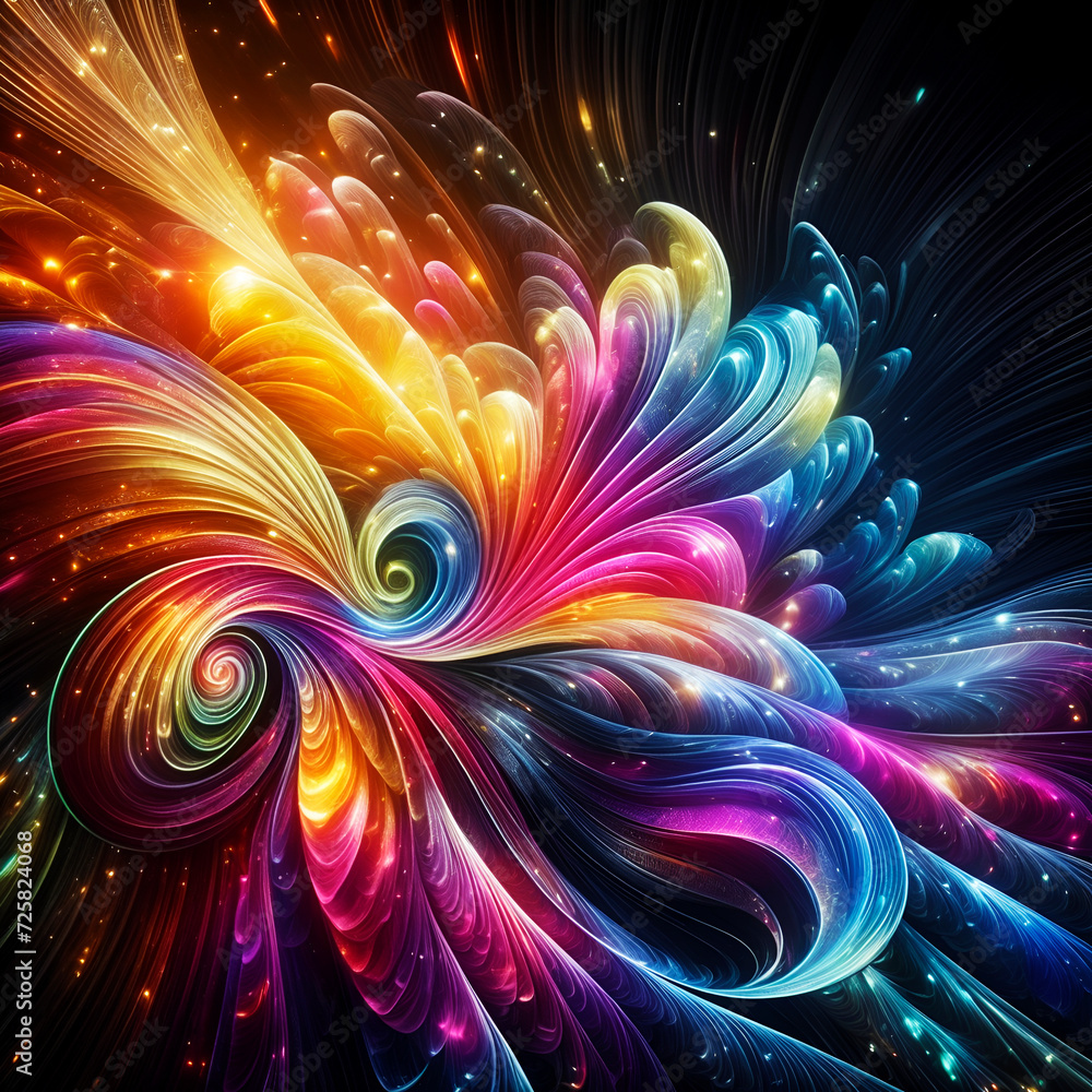 Wall mural abstract texture wallpaper and background with waves and curves in vivid colors. artistic pattern de