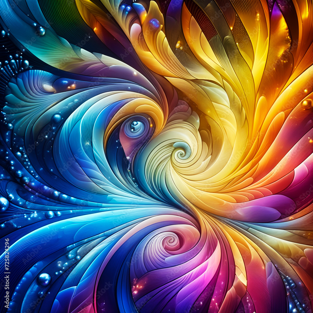 Wall mural abstract texture wallpaper and background with waves and curves in vivid colors. artistic pattern de