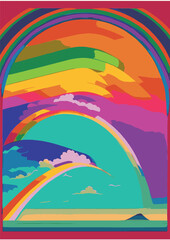Fototapeta na wymiar Text Background Set: Rainbow Landscape, Dragon, Dinosaur, Festival, Frame, Legalize, Chinese, Asian, Japanese, Engraving