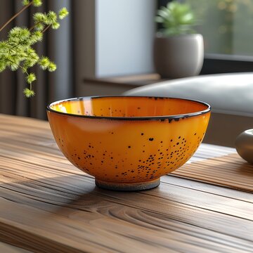 lovely minimalistic orance bowl with dark spots